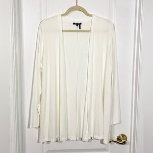 NIC+ZOE Flowy Open Front Jersey Knit Cardigan White XL